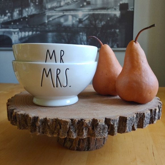 Rae Dunn Mr Mrs Cereal Soup Bowls Set Wedding - Picture 1 of 11